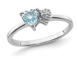 2/5 Carat (ctw) Natural Aquamarine Heart Promise Ring in Sterling Silver